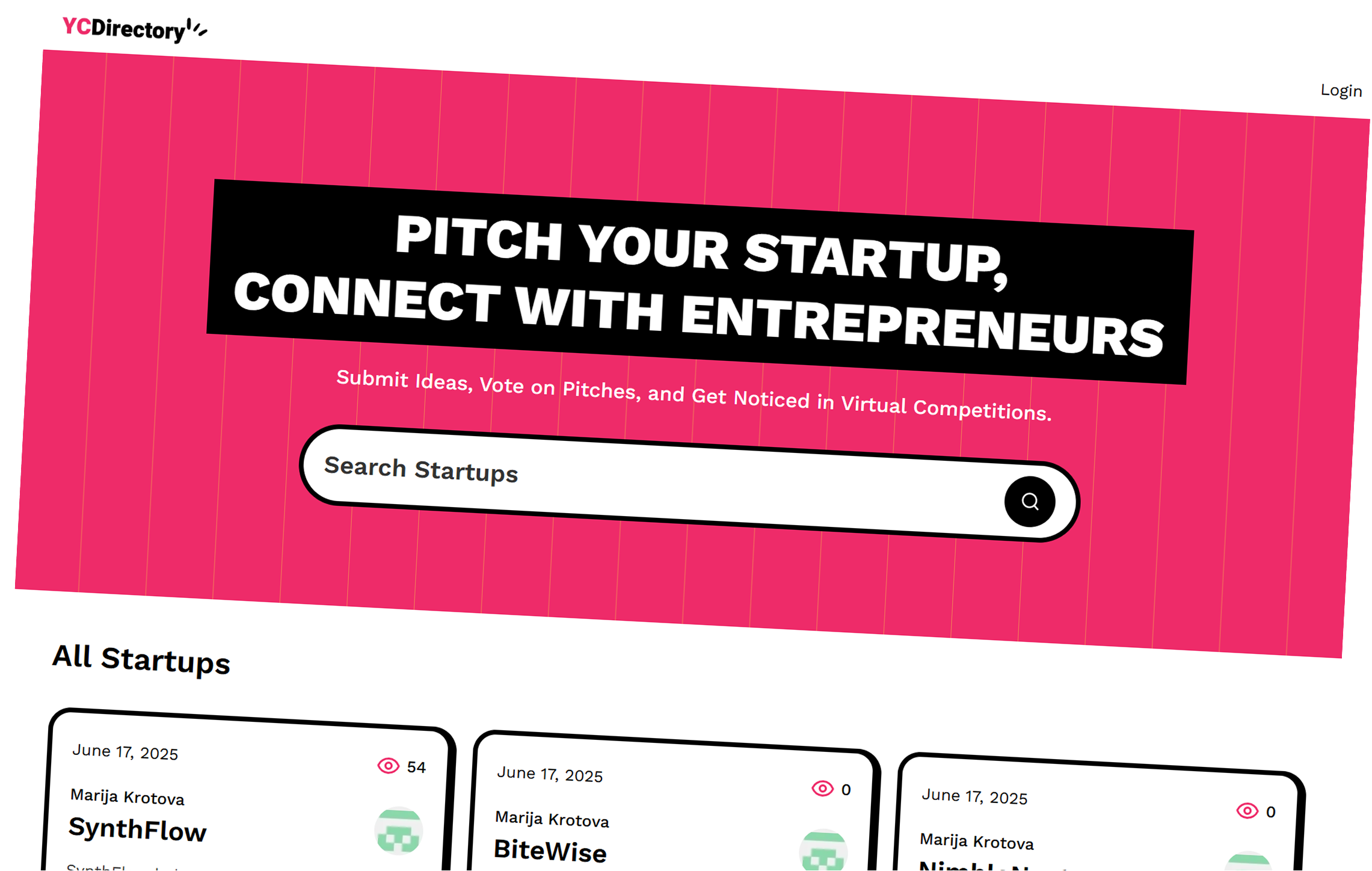 YC Directory – Startup Pitch Platform